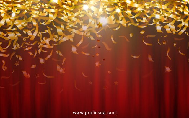 Golden Ribbon, Red Back, Opening Ceremony Backdrop Wallpaper free