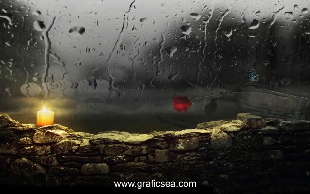 Rainy Night Wall Design, Natural photo studio Wallpaper free download