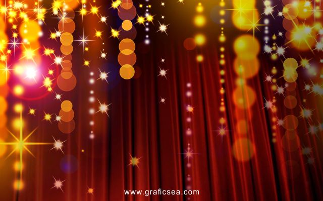 Party or Celebration Red Curtains Gold Star Full HD wallpaper Free