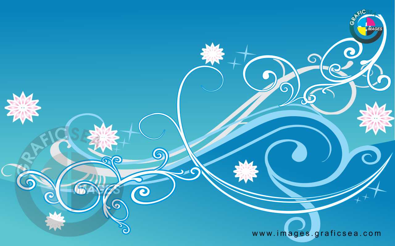 Blue Floral Graphic Art CDR Vector Image Free Download