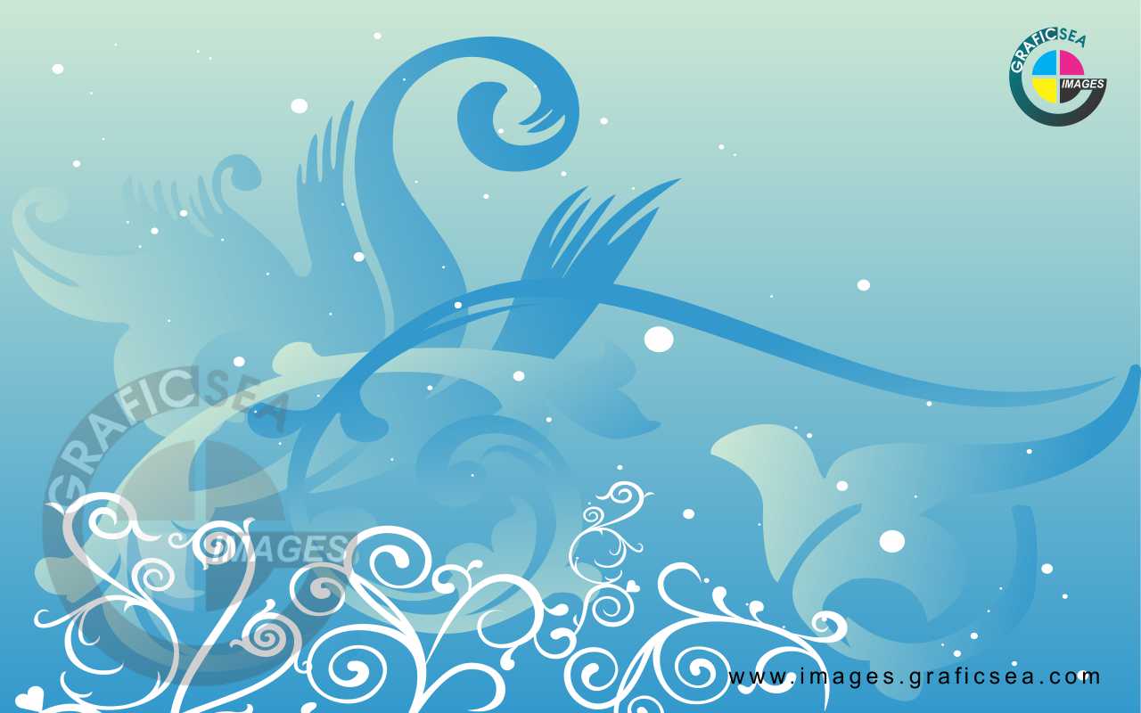 Sky Blue Floral Art Decor Wall CDR Wallpaper Free Download