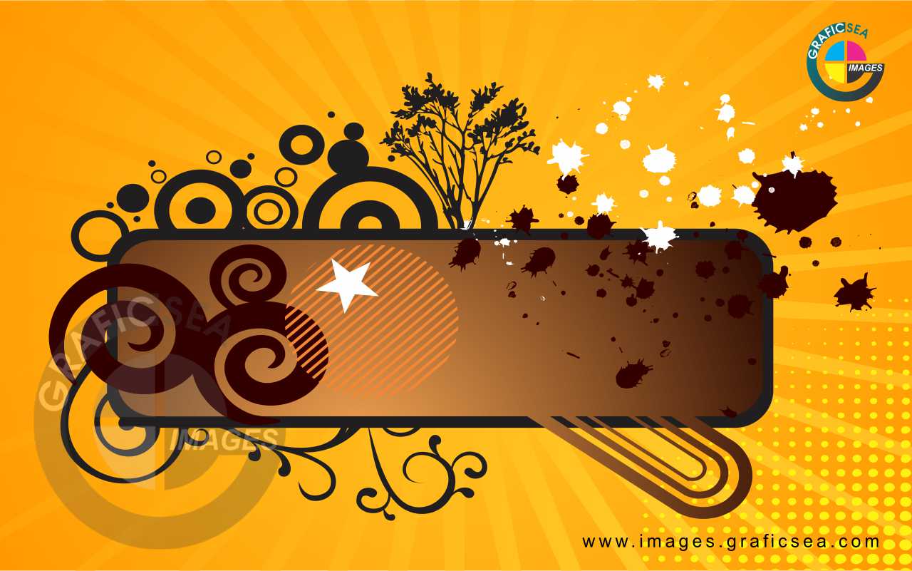 Golden Yellow Black Floral Art CDR Background Free Download