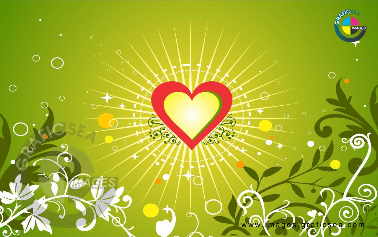 Green and Red Heart Love CDR Background Image Free Download