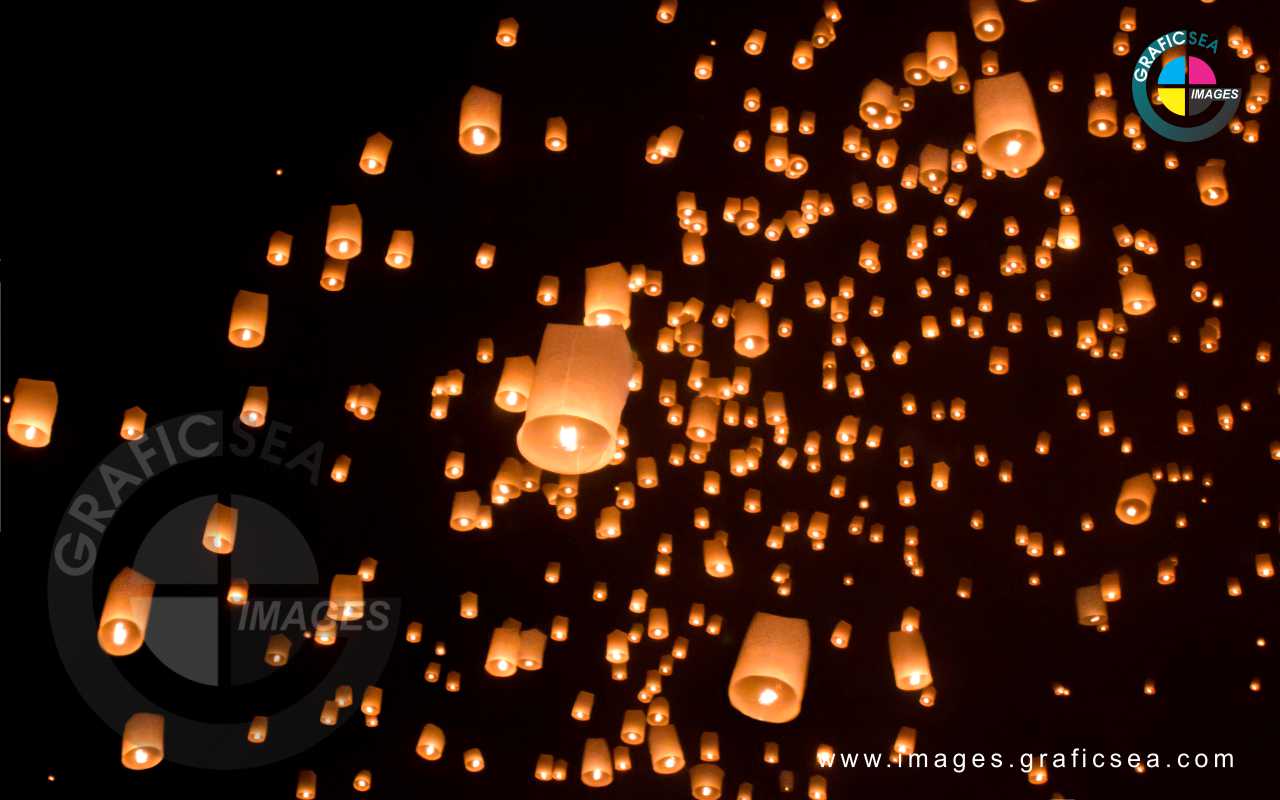 Desktop Flying Lanterns Wallpaper Free Download