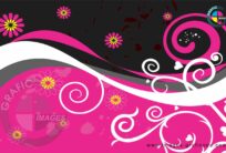 Pink Black Flower Art Wall Frame CDR Image