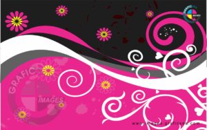 Pink Black Flower Art Wall Frame CDR Image