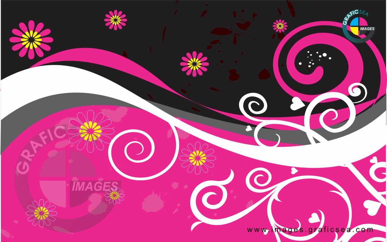 Pink Black Flower Art Wall Frame CDR Image Free Download