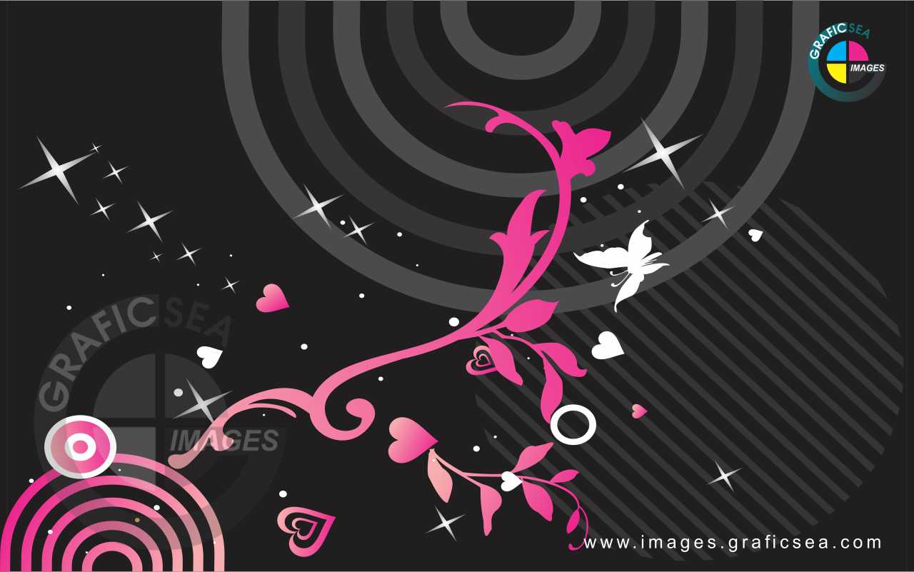 Pink Floral and Black Gray CDR Background Free Download