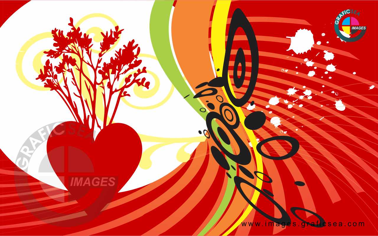 Red Musical Love CDR Background Image Free Download